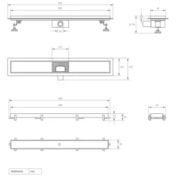Edelstahl Duschrinne befliesbar 90 cm und Siphon Komplettset Silber flach LuxeBath