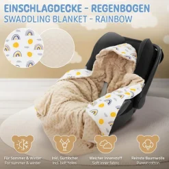 Einschlagdecke mit Kapuze 84x84 cm Regengobenmuster aus Baumwolle Joyz