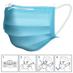 Einwegmasken 50 Stück 3-lagig Vliesmaterial blau