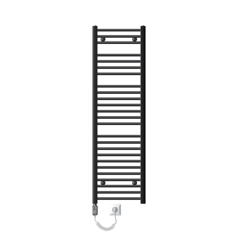 Elektrischer Badheizkörper mit Heizstab 1200W 400x1500 mm Anthrazit gebogen mit Seitenanschluss LuxeBath