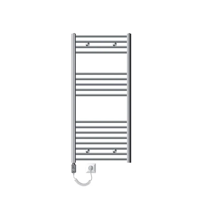 Elektrischer Badheizkörper mit Heizstab 1200W 600x1200 mm Chrome gerade mit Seitenanschluss LuxeBath