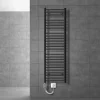 Elektrischer Badheizkörper mit Heizstab 1200W 400x1500 mm Anthrazit gerade mit Seitenanschluss LuxeBath
