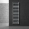 Elektrischer Badheizkörper mit Heizstab 1200W 400x1500 mm Chrome gerade Seitenanschluss & Thermostat LuxeBath