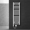 Elektrischer Badheizkörper mit Heizstab 1200W 400x1500 mm Weiß gebogen mit Seitenanschluss LuxeBath