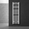Elektrischer Badheizkörper mit Heizstab 1200W 400x1500 mm Weiß gerade mit Seitenanschluss & Thermostat Digitalanzeige LuxeBath