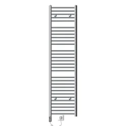 Elektrischer Badheizkörper mit Heizstab 1200W 400x1800 mm Chromegebogen Seitenanschluss & Thermostat Digitalanzeige LuxeBath