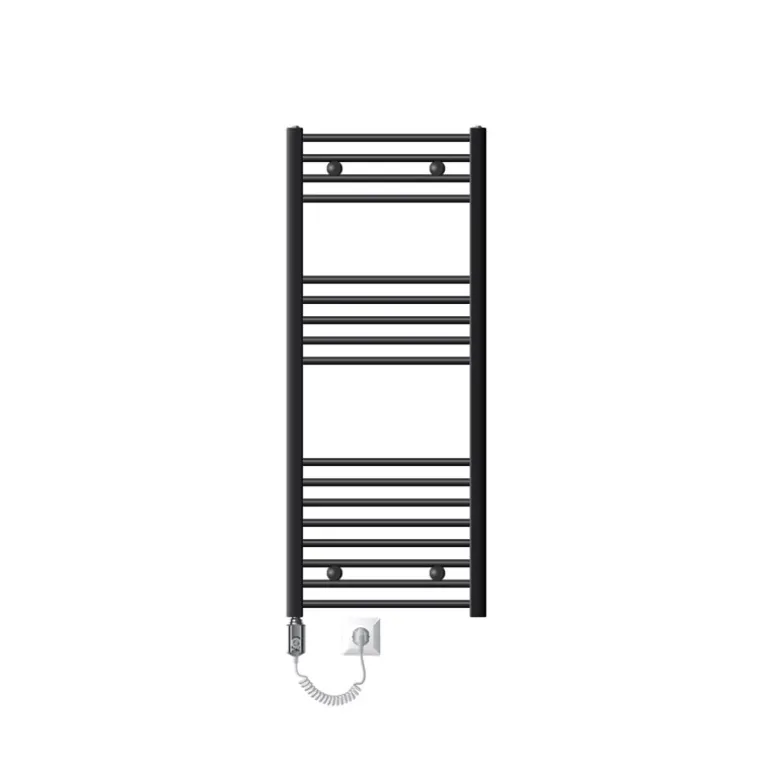 Elektrischer Badheizkörper mit Heizstab 1200W 500x1200 mm Anthrazit gerade mit Seitenanschluss LuxeBath