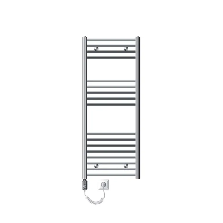 Elektrischer Badheizkörper mit Heizstab 1200W 500x1200 mm Chrome gebogen mit Seitenanschluss LuxeBath