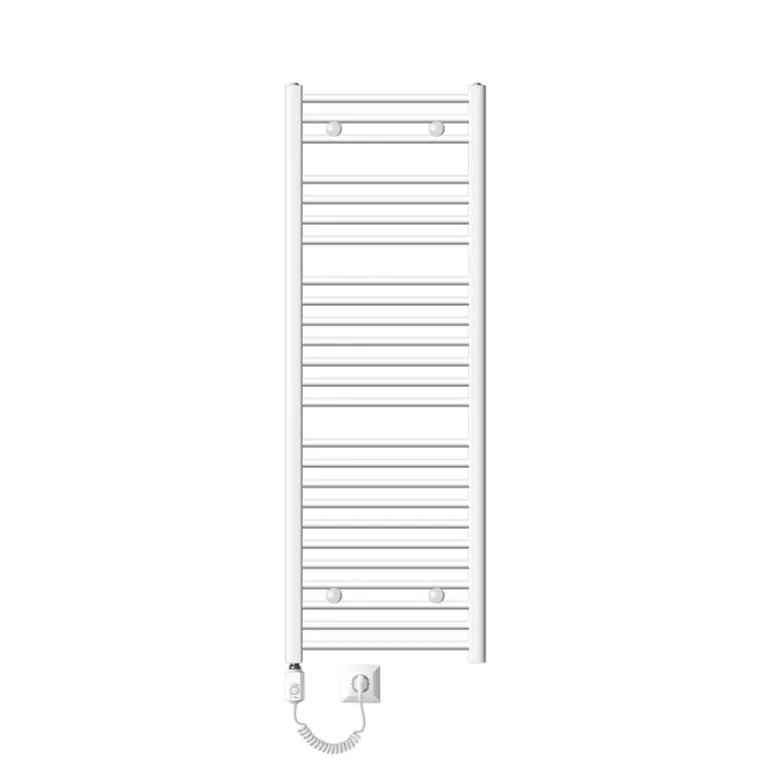 Elektrischer Badheizkörper mit Heizstab 1200W 500x1500 mm Anthrazit gebogen mit Seitenanschluss & Thermostat Touchbedienung LuxeBath