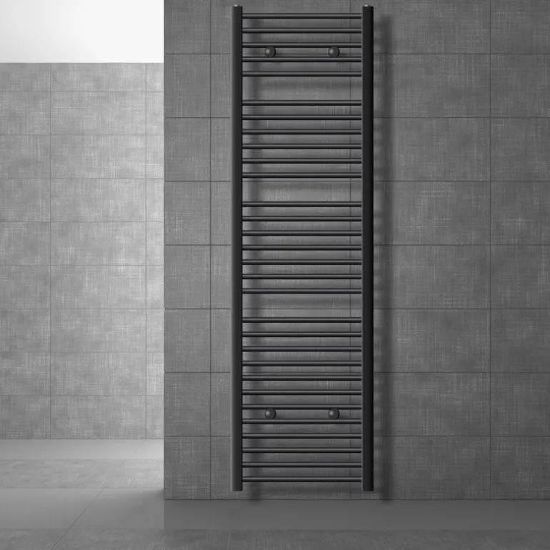 Elektrischer Badheizkörper mit Heizstab 1200W 500x1800 mm Anthrazit gerade mit Seitenanschluss & Thermostat Digitalanzeige LuxeBath