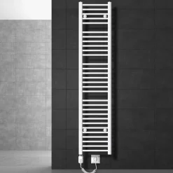 Elektrischer Badheizkörper mit Heizstab 1200W 300x1800 mm Weiß gerade mit Seitenanschluss