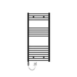 Elektrischer Badheizkörper mit Heizstab 1200W 600x1200 mm Anthrazit gerade mit Seitenanschluss & Thermostat Touchbedienung LuxeBath