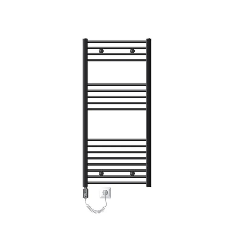 Elektrischer Badheizkörper mit Heizstab 1200W 600x1200 mm Anthrazit gerade mit Seitenanschluss & Thermostat Touchbedienung LuxeBath