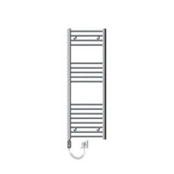 Elektrischer Badheizkörper mit Heizstab 1200W 400x1200 mm Chrome gerade mit Seitenanschluss LuxeBath