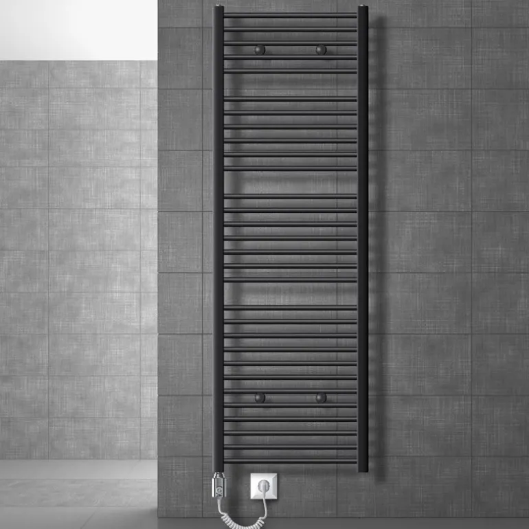 Elektrischer Badheizkörper mit Heizstab 1200W 600x1800 mm Anthrazit gerade mit Seitenanschluss