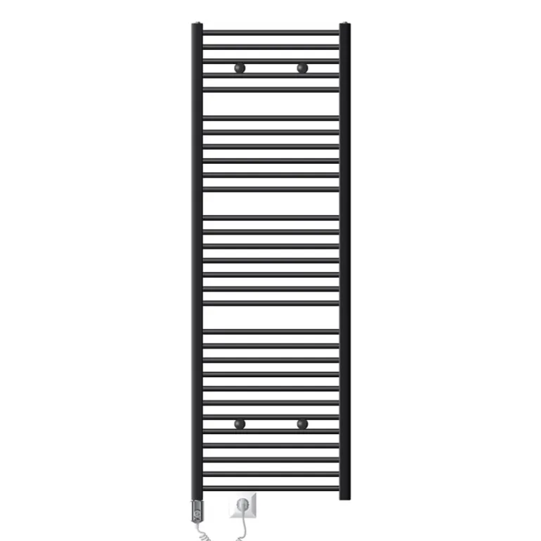 Elektrischer Badheizkörper mit Heizstab 1200W 600x1800 mm Anthrazit gerade mit Seitenanschluss LuxeBath