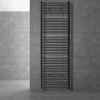 Elektrischer Badheizkörper mit Heizstab 1200W 600x1800 mm Anthrazit gerade Seitenanschluss & Thermostat Digitalanzeige LuxeBath