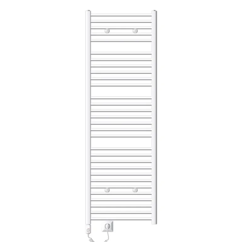 Elektrischer Badheizkörper mit Heizstab 1200W 600x1800 mm Weiß gerade mit Seitenanschluss LuxeBath