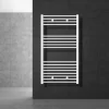 Elektrischer Badheizkörper mit Heizstab 1200W 750x1200 mm Weiß gerade Seitenanschluss & Thermostat Digitalanzeige LuxeBath
