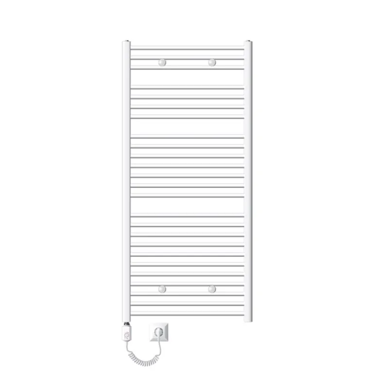 Elektrischer Badheizkörper mit Heizstab 1200W 750x1500 mm Weiß gerade mit Seitenanschluss LuxeBath