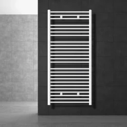 Elektrischer Badheizkörper mit Heizstab 1200W 750x1500 mm Weiß gerade Seitenanschluss & Thermostat Digitalanzeige LuxeBath