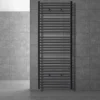 Elektrischer Badheizkörper mit Heizstab 1200W 750x1800 mm Anthrazit gerade Seitenanschluss & Thermostat Digitalanzeige LuxeBath