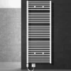 Elektrischer Badheizkörper mit Heizstab 1200W 750x1800 mm Weiß gebogen mit Seitenanschluss LuxeBath