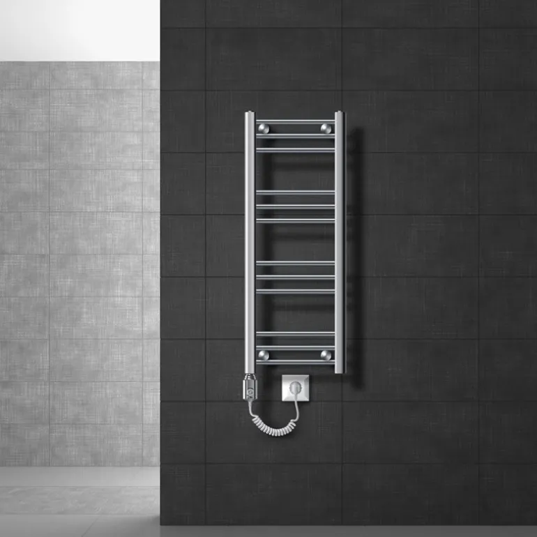 Elektrischer Badheizkörper mit Heizstab 300W 300x800 mm Chrom gerade mit Seitenanschluss