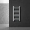 Elektrischer Badheizkörper mit Heizstab 300W 400x800 mm Chrome gerade mit Seitenanschluss & Thermostat Digitalanzeige LuxeBath