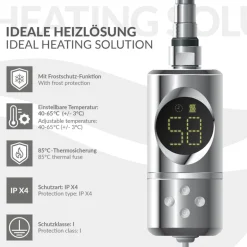 Elektrischer Badheizkörper mit Heizstab 300W 500x800 mm Chrom gebogen Seitenanschluss & Thermostat LuxeBath