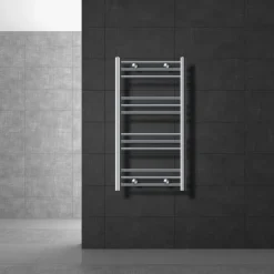 Elektrischer Badheizkörper mit Heizstab 600W 500x800 mm Chrom gebogen Seitenanschluss & Thermostat LuxeBath