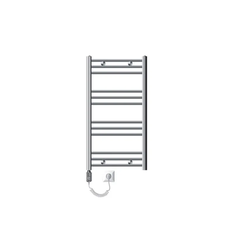 Elektrischer Badheizkörper mit Heizstab 300W 500x800 mm Chrome gerade Seitenanschluss & Thermostat Digitalanzeige LuxeBath