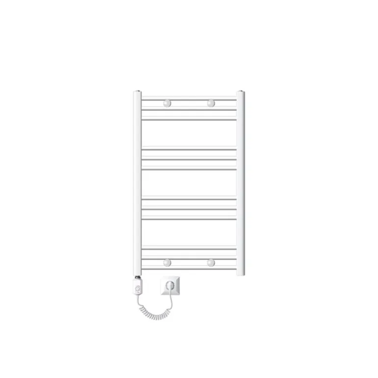 Elektrischer Badheizkörper mit Heizstab 300W 600x800 mm Weiß gerade mit Seitenanschluss LuxeBath