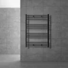 Elektrischer Badheizkörper mit Heizstab 600W 750x800 mm Anthrazit gerade Seitenanschluss & Thermostat Digitalanzeige LuxeBath