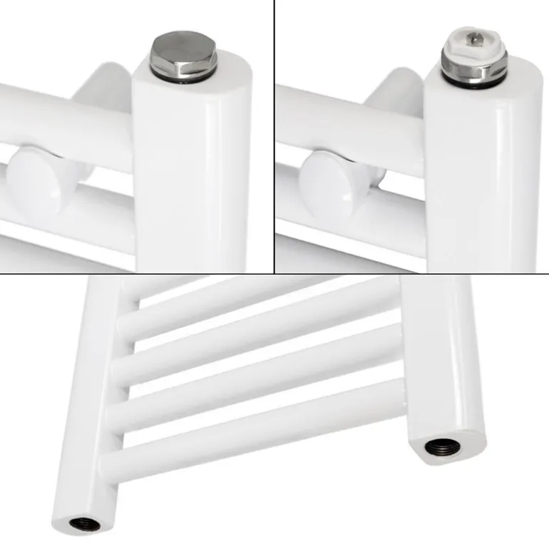 Elektrischer Badheizkörper mit Heizstab 900W 300x1800 mm Weiß gerade Seitenanschluss & Thermostat LuxeBath