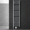 Elektrischer Badheizkörper mit Heizstab 900W 400x1800 mm Chrom gebogen mit Seitenanschluss