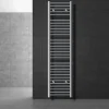 Elektrischer Badheizkörper mit Heizstab 900W 400x1800 mm Chrome gebogen mit Seitenanschluss & Thermostat Digitalanzeige LuxeBath