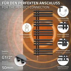 Elektrischer Badheizkörper mit Heizstab 900W 500x1200 mm Anthrazit