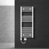 Elektrischer Badheizkörper mit Heizstab 900W 500x1200 mm Weiß gebogen mit Seitenanschluss LuxeBath