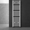 Elektrischer Badheizkörper mit Heizstab 900W 500x1800 mm Weiß gebogen mit Seitenanschluss & Thermostat Digitalanzeige LuxeBath