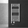 Elektrischer Badheizkörper mit Heizstab 900W 600x1200 mm Weiß gerade mit Seitenanschluss LuxeBath
