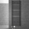 Elektrischer Badheizkörper mit Heizstab 900W 600x1800 mm Anthrazit gerade mit Seitenanschluss LuxeBath