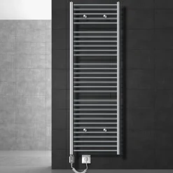 Elektrischer Badheizkörper mit Heizstab 900W 600x1800 mm Chrom gerade mit Seitenanschluss