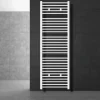 Elektrischer Badheizkörper mit Heizstab 900W 600x1800 mm Weiß gebogen Seitenanschluss & Thermostat Digitalanzeige LuxeBath