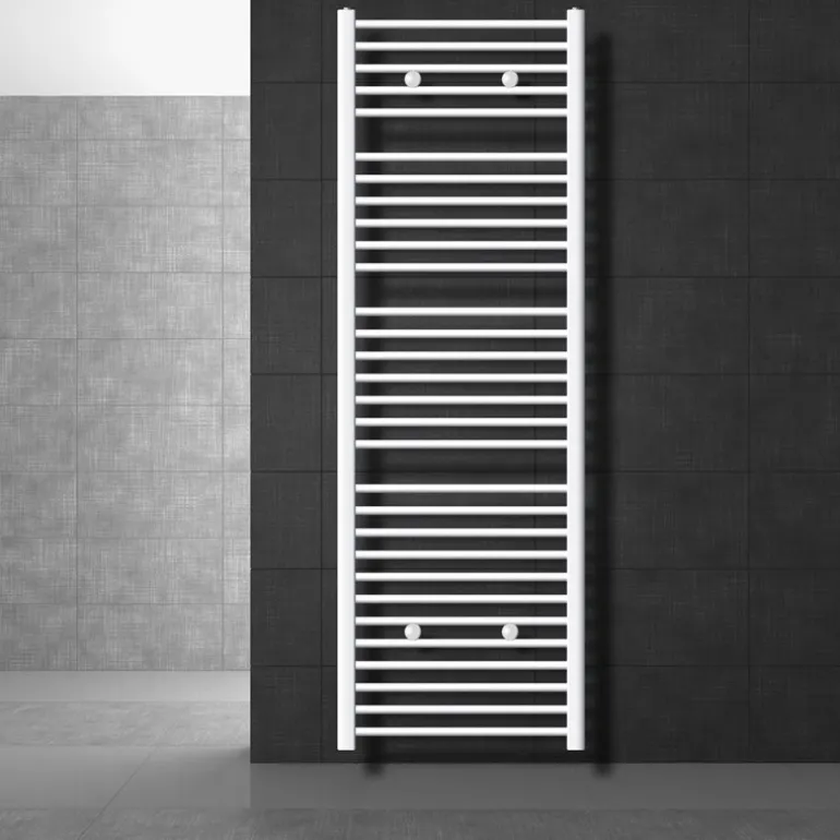 Elektrischer Badheizkörper mit Heizstab 900W 600x1800 mm Weiß gerade Seitenanschluss & Thermostat Digitalanzeige LuxeBath