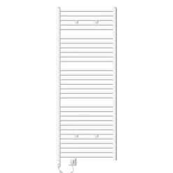 Elektrischer Badheizkörper mit Heizstab 900W 750x1800 mm Weiß gebogen mit Seitenanschluss LuxeBath