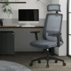 Ergonomischer Bürostuhl Grau Netzgewebe mit verstellbaren Armlehnen und Kopfstütze ML-Design