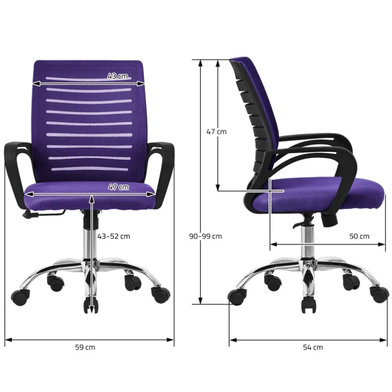 Ergonomischer Bürostuhl mit Armlehnen Netzgewebe Lila mit Rollen ML-Design