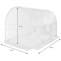 Ersatzfolie für Gewächshaus 300x200x200 cm Weiß aus PE-Gitterfolie