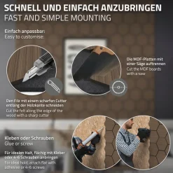 2er Set Akustikpaneele für 1m² Braun Wandpaneele Hexagon Schallabsorber Schalldämmung ML-Design